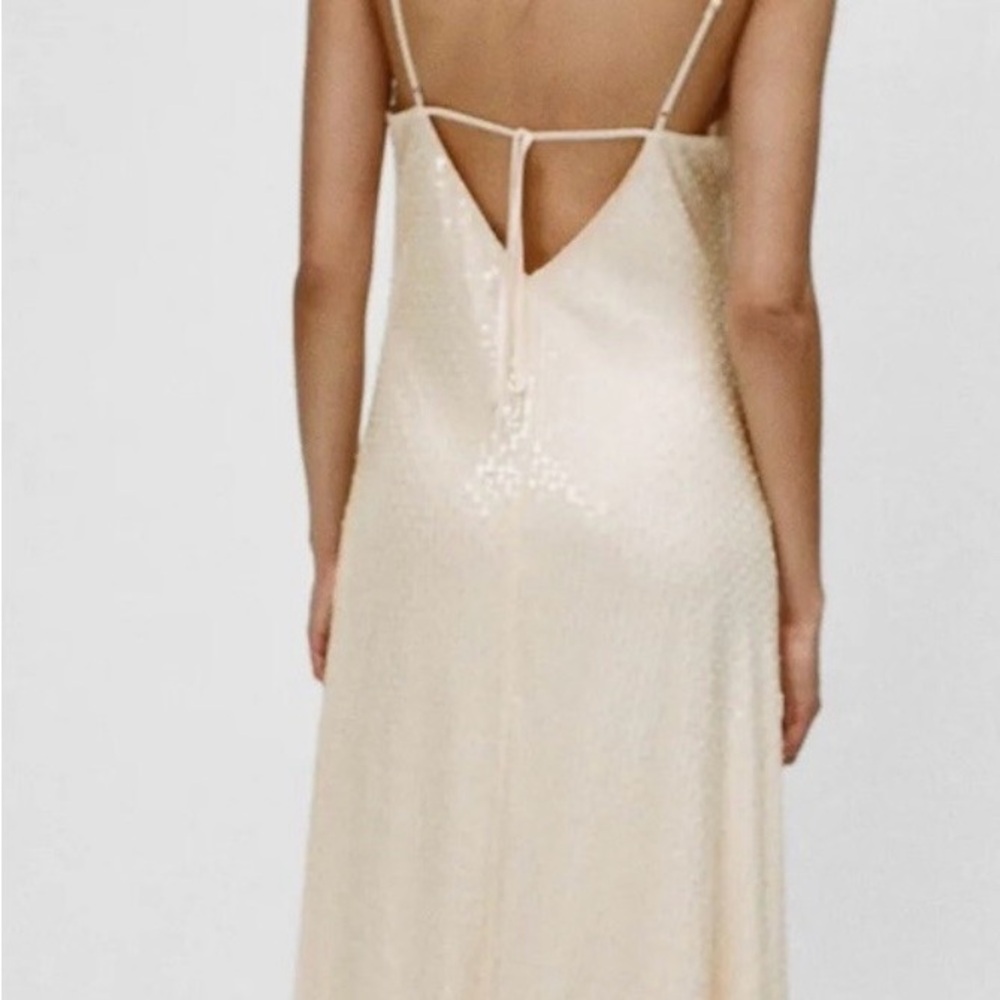 Zara Cream Sequin Maxi Dress